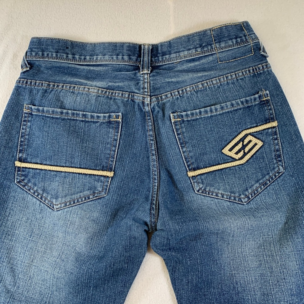 ENYCE Jeans Men Embroidered Blue Denim Straight Leg Y2K Casual 34x29 (Tag 34x30) - Picture 7 of 13